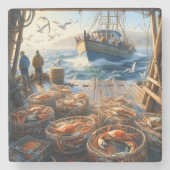 Twilight Harvest vissers verzamelen krabben Stenen Onderzetter (Voorkant)