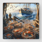 Twilight Harvest vissers verzamelen krabben Vierkante Klok (Voorkant)