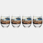 Twilight Harvest vissers verzamelen krabben Wijnglas Zonder Voet (Voorkant)