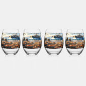 Twilight Harvest vissers verzamelen krabben Wijnglas Zonder Voet (Achterkant)