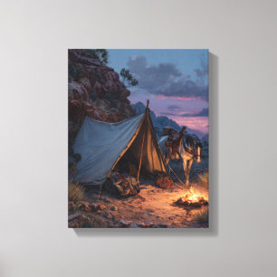 Twilight Horse Camp Canyon Sunset Kunst Canvas Afdruk