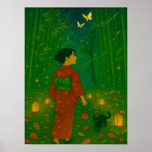 Twilight in het bamboebos – Kimono Girl Poster