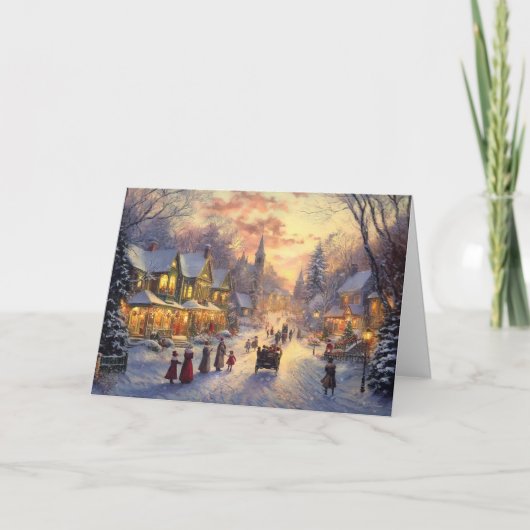 Twilight in het kerstdorp kaart (Voorkant)