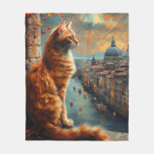 Twilight in Venice | Ginger Cat on a Canal Fleece Deken (Voorkant)