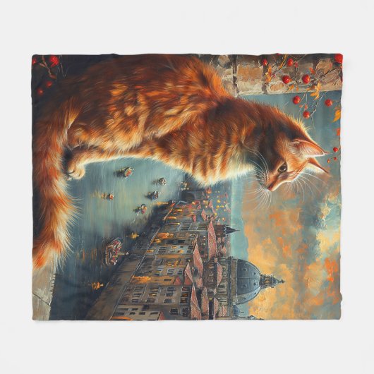 Twilight in Venice | Ginger Cat on a Canal Fleece Deken (Voorkant (Horizontaal))