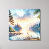 Twilight kleuren reflecteren op stilstaand water canvas afdruk (Voorkant)