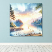 Twilight kleuren reflecteren op stilstaand water canvas afdruk (Insitu (Houten vloer))