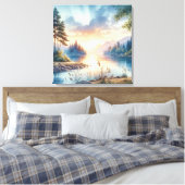 Twilight kleuren reflecteren op stilstaand water canvas afdruk (Insitu (Slaapkamer))