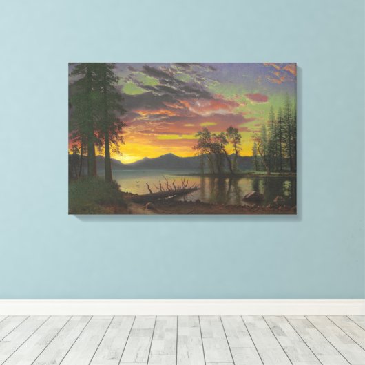 Twilight, Lake Tahoe, c.1870s (olie op canvas) Canvas Afdruk (Insitu (Houten vloer))