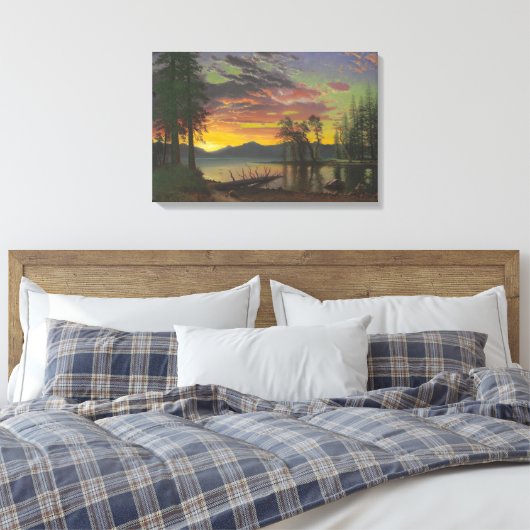 Twilight, Lake Tahoe, c.1870s (olie op canvas) Canvas Afdruk (Insitu (Slaapkamer))