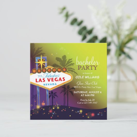 Twilight Las Vegas vrijgezellenfeest uitnodiging (Staand voorkant)