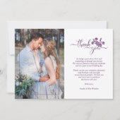 Twilight Lavender Floral Wreath Photo Wedding Bedankkaart (Voorkant)