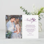 Twilight Lavender Floral Wreath Photo Wedding Bedankkaart (Staand voorkant)