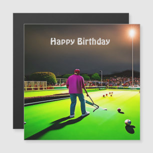 Twilight Lawn Bowls Magnetic Birthday Kaart afspel