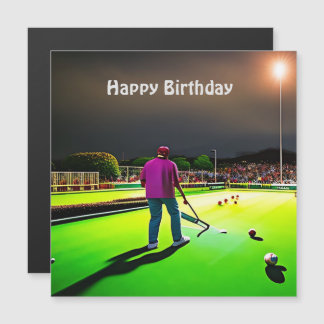 Twilight Lawn Bowls Magnetic Birthday Kaart afspel