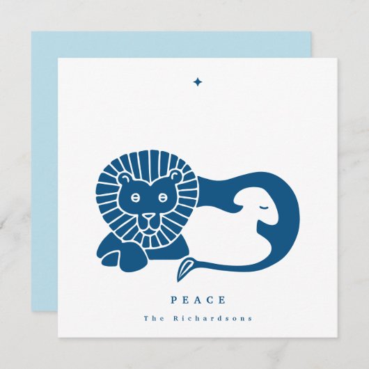 Twilight Lion en Lamb Flat Holiday Kaart (Voorkant / Achterkant)