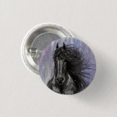 TWILIGHT MAGIC Friesian Horse-knop Ronde Button 3,2 Cm (Voorkant /achterkant)