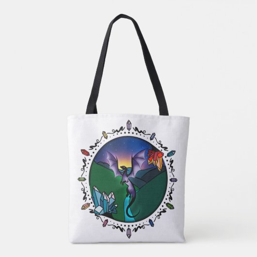 Twilight Magical Crystal Elegant Amethist Dragon Tote Bag (Achterkant)