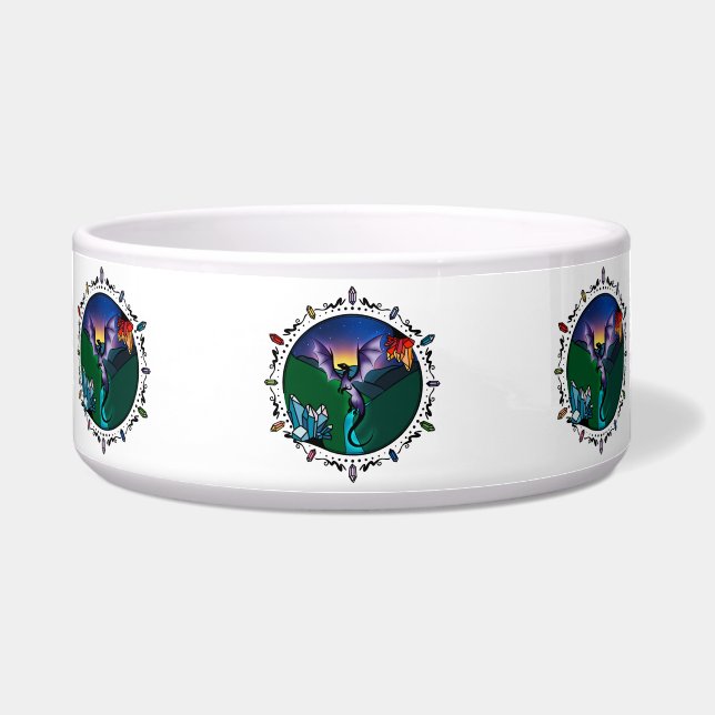 Twilight Magical Crystal Elegant Amethist Dragon Voerbakje (Voorkant)