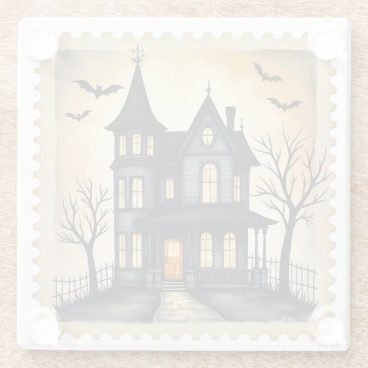 Twilight Manor: een spookachtige uitnodiging Glazen Onderzetter (Achterkant)