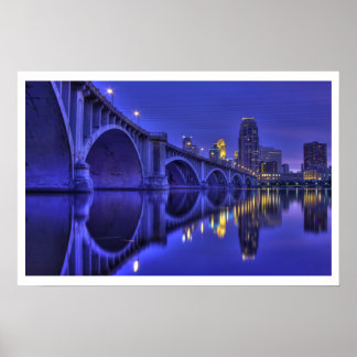 Twilight-Minneapolis 3rd Ave Bridge Poster