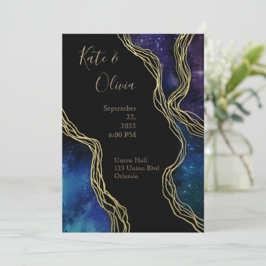 Twilight Moon faseert donker en Moody Wedding Invi Kaart (Staand voorkant)