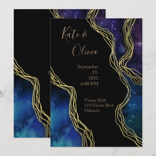 Twilight Moon faseert donker en Moody Wedding Invi Kaart (Voorkant / Achterkant)