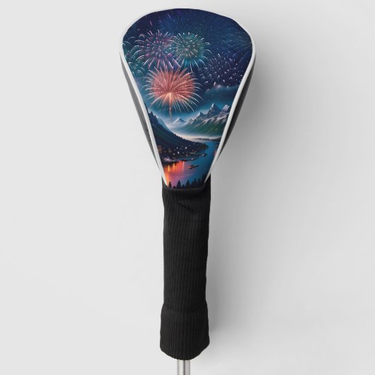 Twilight Mountain met vuurwerk Golfheadcover (Voorkant)
