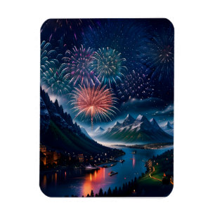 Twilight Mountain met vuurwerk Magneet