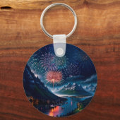 Twilight Mountain met Vuurwerk Sleutelhanger (Achterkant)
