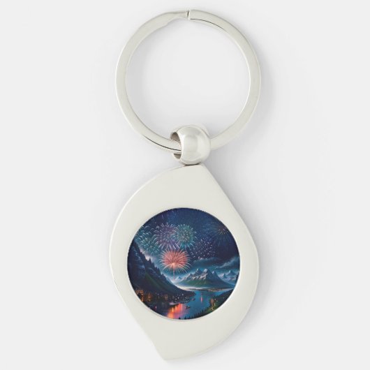 Twilight Mountain met vuurwerk Sleutelhanger (Voorkant)