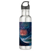 Twilight Mountain met vuurwerk Waterfles (Voorkant)