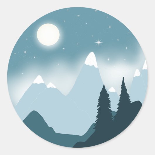 Twilight Mountain Ronde Sticker (Voorkant)