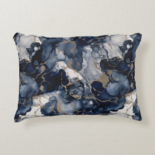 Twilight Navy Blue en Grey met Antiek Gold Accent Kussen