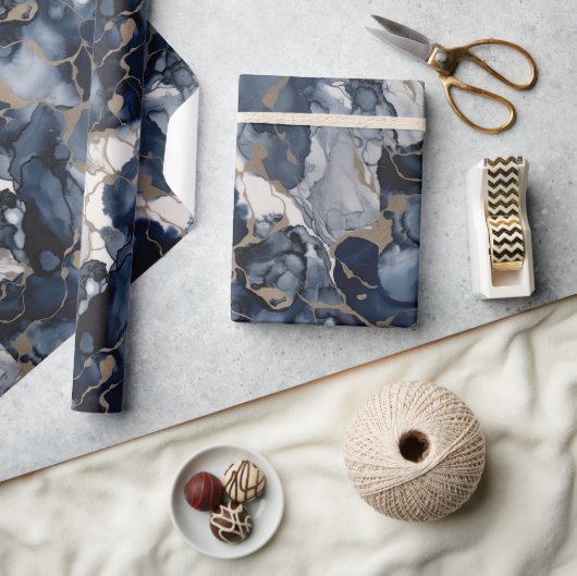 Twilight Navy Blue en Grey met Antiek Gold Cadeaupapier (Crafts)