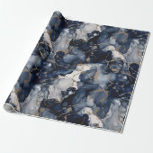 Twilight Navy Blue en Grey met Antiek Gold Cadeaupapier (Uitgerold)