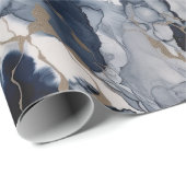 Twilight Navy Blue en Grey met Antiek Gold Cadeaupapier (Rol Hoek)