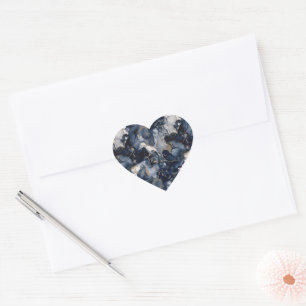 Twilight Navy Blue en Grey met Antiek Gold Hart Sticker