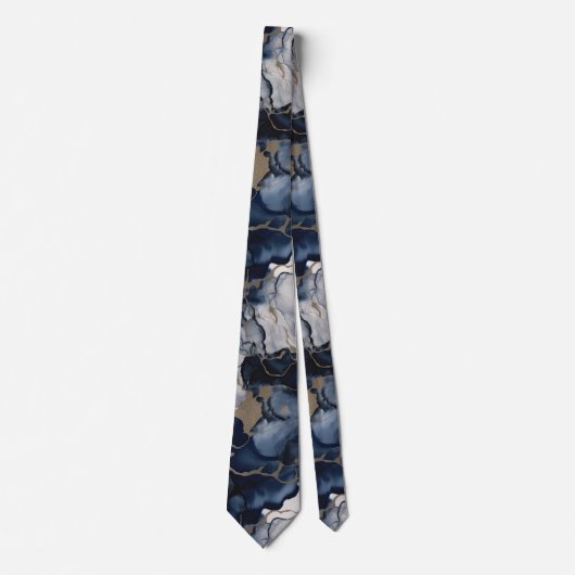 Twilight Navy Blue en Grey met Antiek Gold Stropdas (Voorkant)