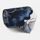 Twilight Navy Blue en Grey met Antiek Gold Stropdas (Opgerold)