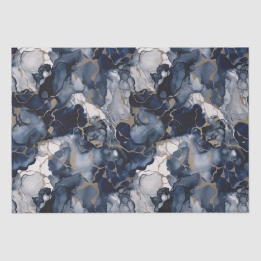 Twilight Navy Blue en Grey met Antiek Gold Tissuepapier (Voorkant)