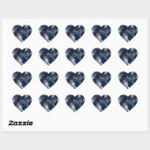 Twilight Navy Blue, Lavendel en Grijze Alcohol Ink Hart Sticker (Vel)