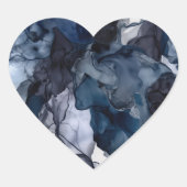 Twilight Navy Blue, Lavendel en Grijze Alcohol Ink Hart Sticker (Voorkant)