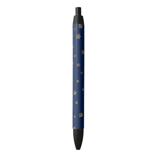 Twilight Navy en gouden sterren Zwarte Inkt Pen (Voorkant Verticaal)