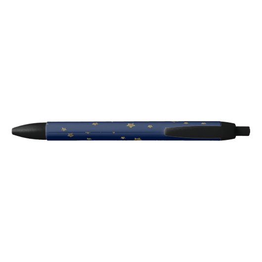 Twilight Navy en gouden sterren Zwarte Inkt Pen (Achterkant)