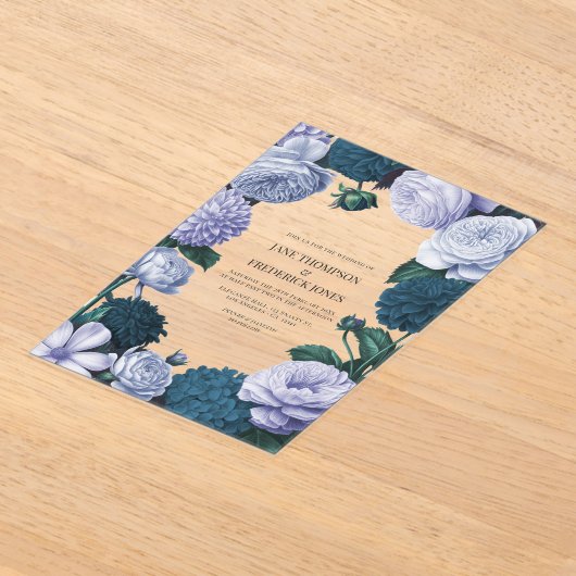 Twilight Navy, Mist Lavender & Silver Periwinkle Acryl Uitnodigingen (Laagn)