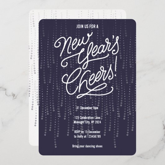 Twilight New Years juicht Folie-uitnodiging toe Folie Uitnodiging (Voorkant / Achterkant)