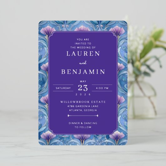 Twilight Nouveau Wedding Folie Uitnodiging (Staand Voorkant)