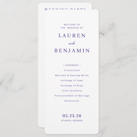 Twilight Nouveau Wedding Programmakaart (Voorkant / Achterkant)