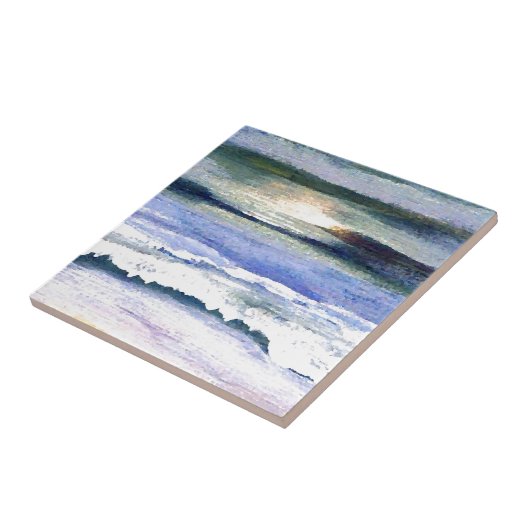 Twilight Ocean Waves Beach Surf Decor Art Tegeltje (Zijkant)